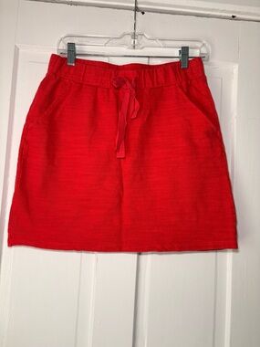 LOFT Red Drawstring Knit Mini Skirt
